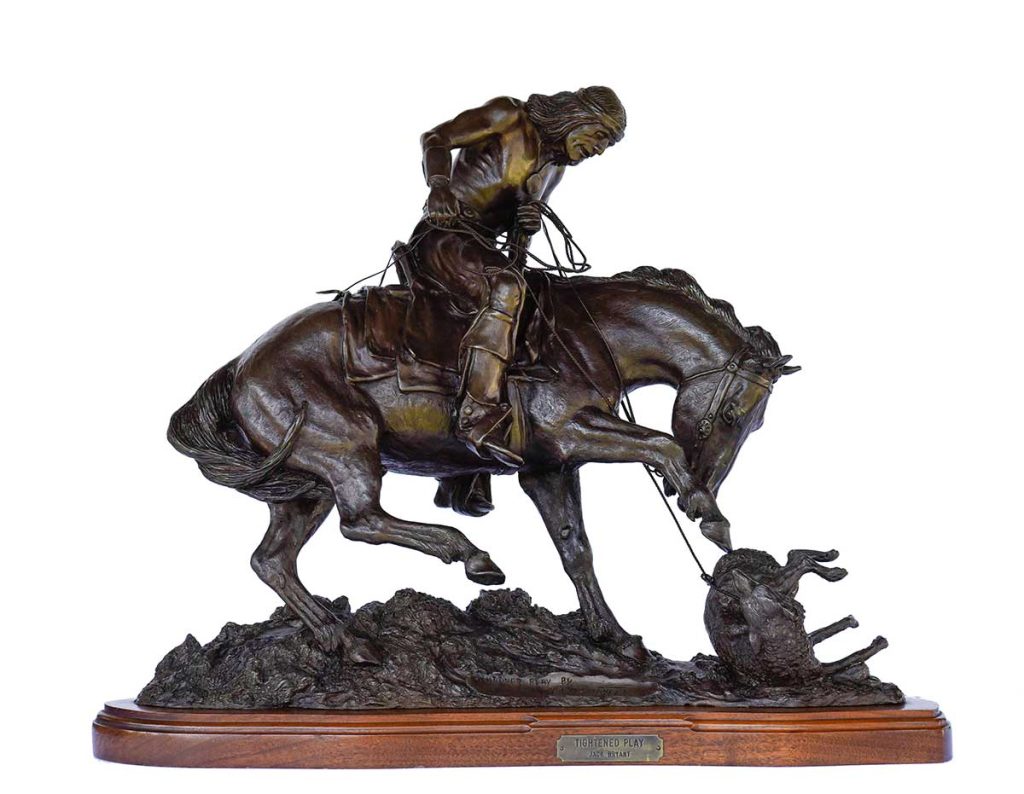 Jack Bryant bronze sculpture | Tightened Play - Indian Wolf