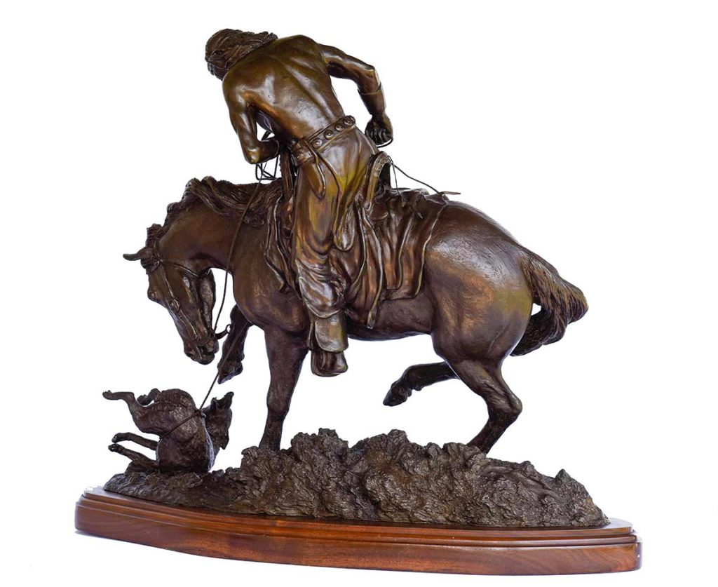 Jack Bryant bronze sculpture | Tightened Play - Indian Wolf