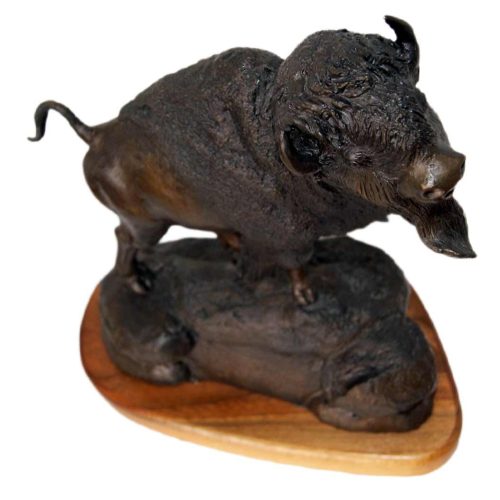 Cody Wyoming a limited edition bronze Buffalo sculpture by noted wildlife sculptor-artist R. Rousu