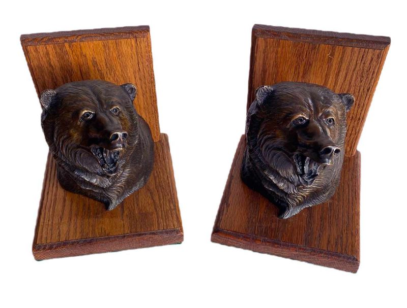 Grizzly Bear Bookends a limited edition bronze Grizzly Bear(s) sculpture by noted wildlife sculptor-artist R. Rousu