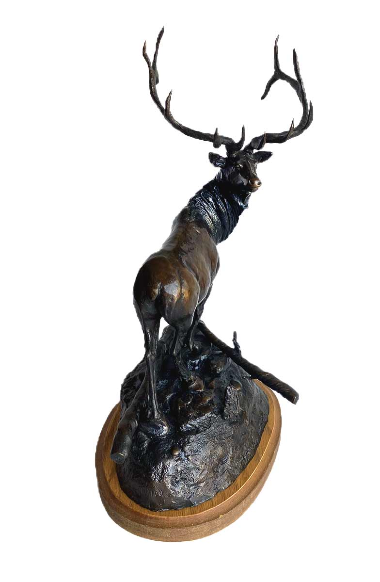 Wyoming Wapiti a limited edition bronze Elk sculpture by noted wildlife sculptor-artist R. Rousu
