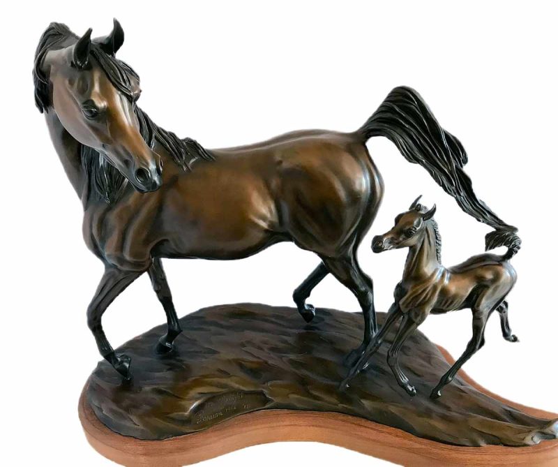 My Delight a wonderful limited edition equine bronze by Robert Larum of a mare and foal