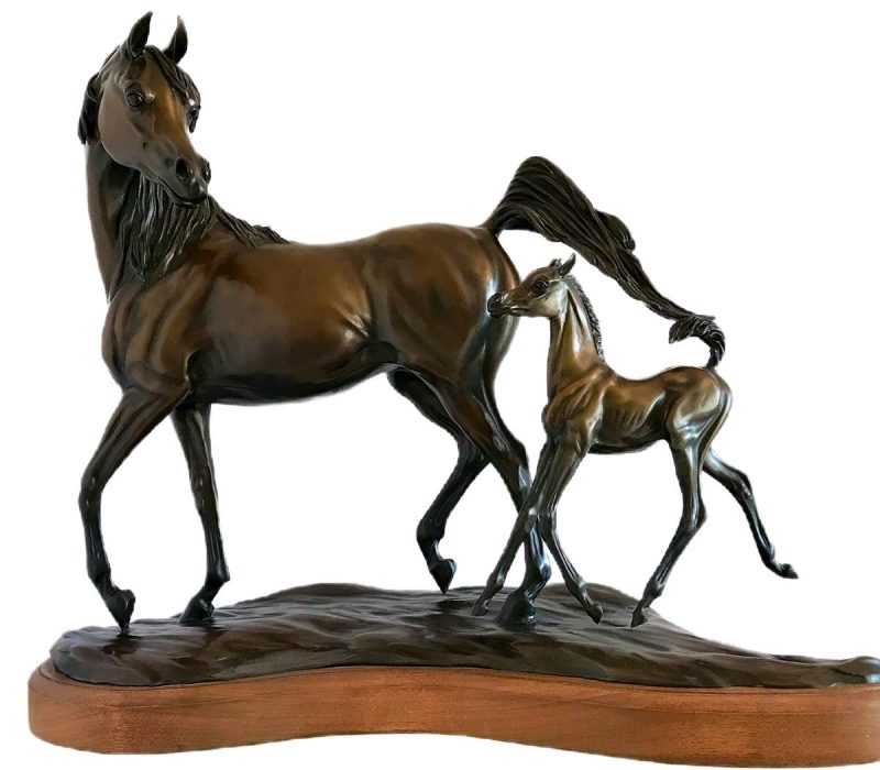 My Delight a wonderful limited edition equine bronze by Robert Larum of a mare and foal
