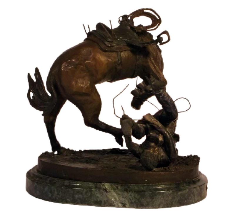 Rough Rider a Western bucking bronco and rider bronze limited edition sculpture by C. M. Russell (inspired)