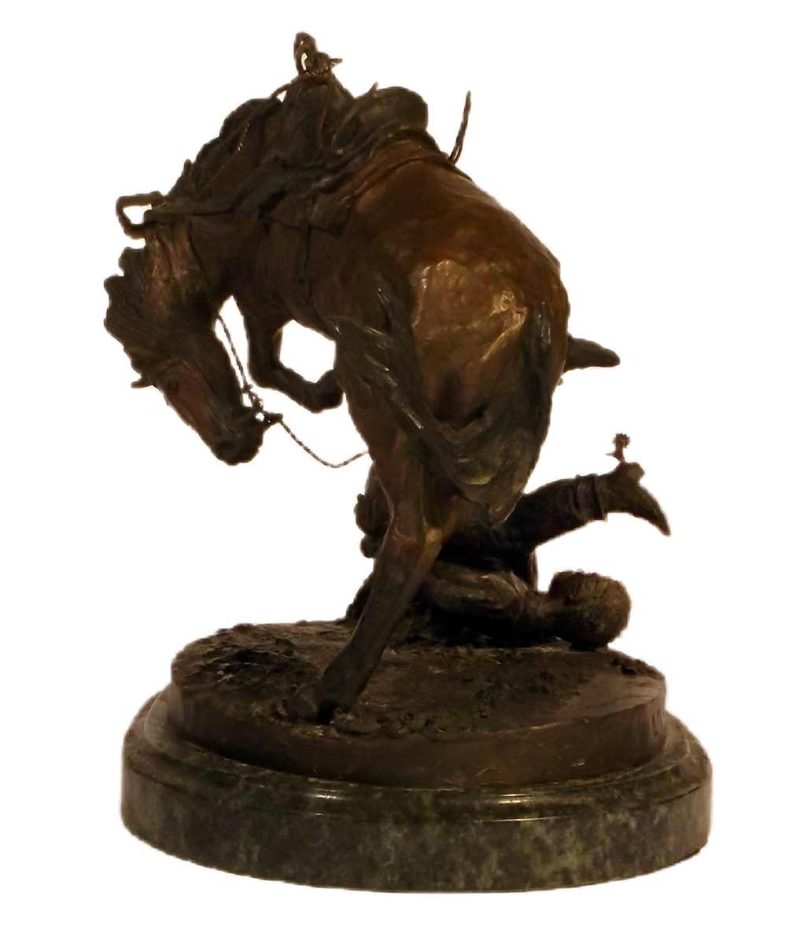 Rough Rider a Western bucking bronco and rider bronze limited edition sculpture by C. M. Russell (inspired)
