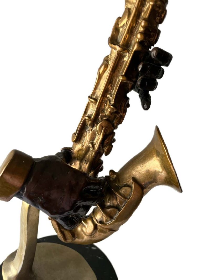 This bronze Jazz sculpture Charlie Parker - Jazz Musician was created by noted sculptor-artist Ed Dwight.