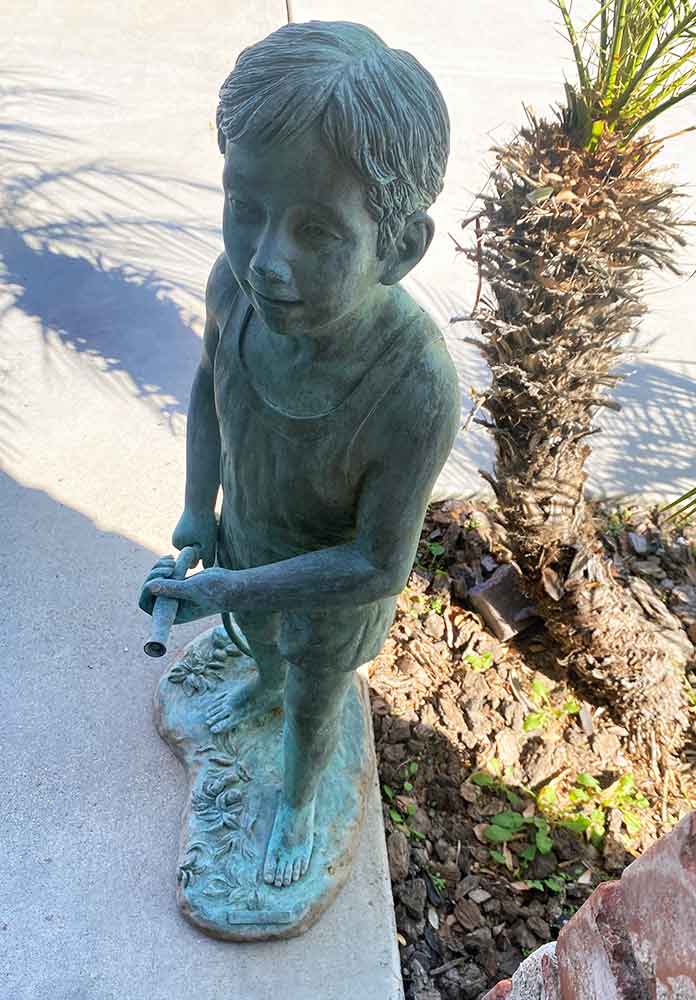 Bronze Garden sculpture from Elite By Henri titled "Garden Fountain Boy". Great for outdoor decorative environment at an attractive price.