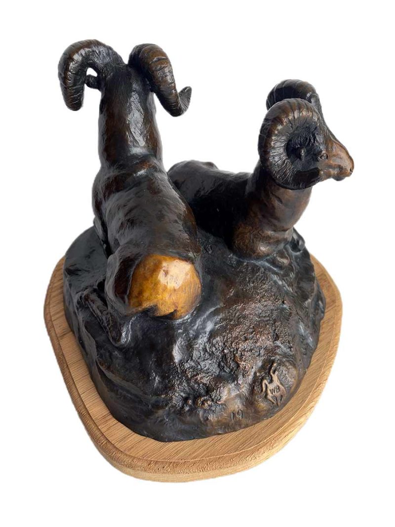 Bronze Big Horn Sheep titled Big Horn by noted wildlife sculptor-artist R. Rousu