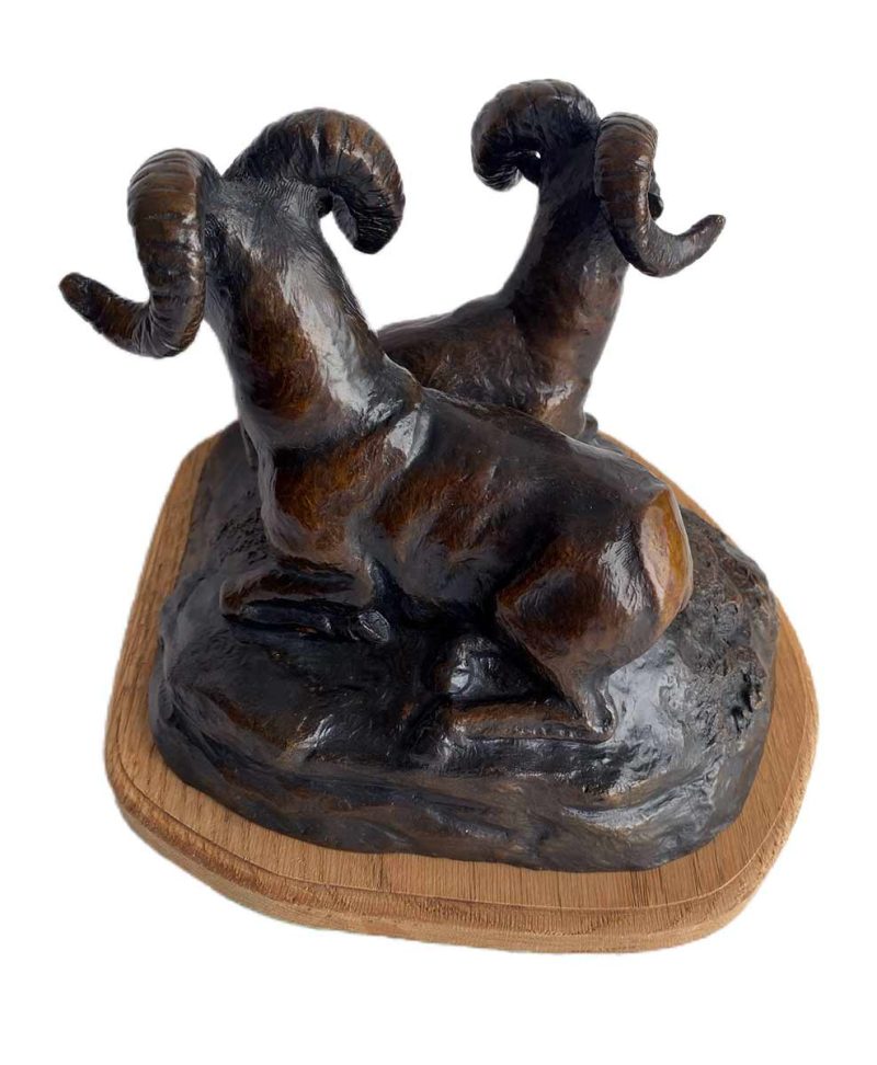 Bronze Big Horn Sheep titled Big Horn by noted wildlife sculptor-artist R. Rousu