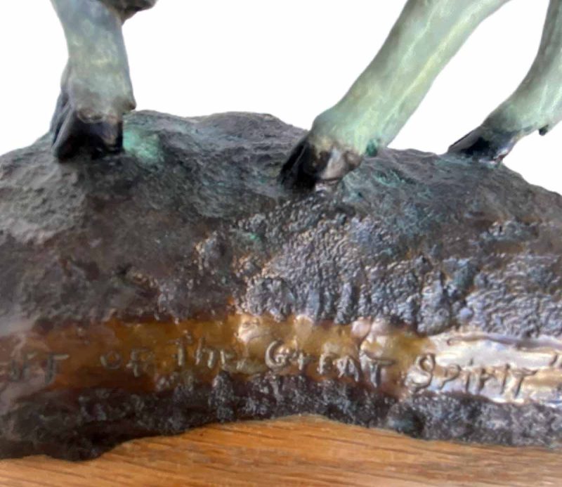 Gift of the Great Spirit a Limited edition, cold-painted bronze Bison sculpture by noted sculptor-artist R. Rousu