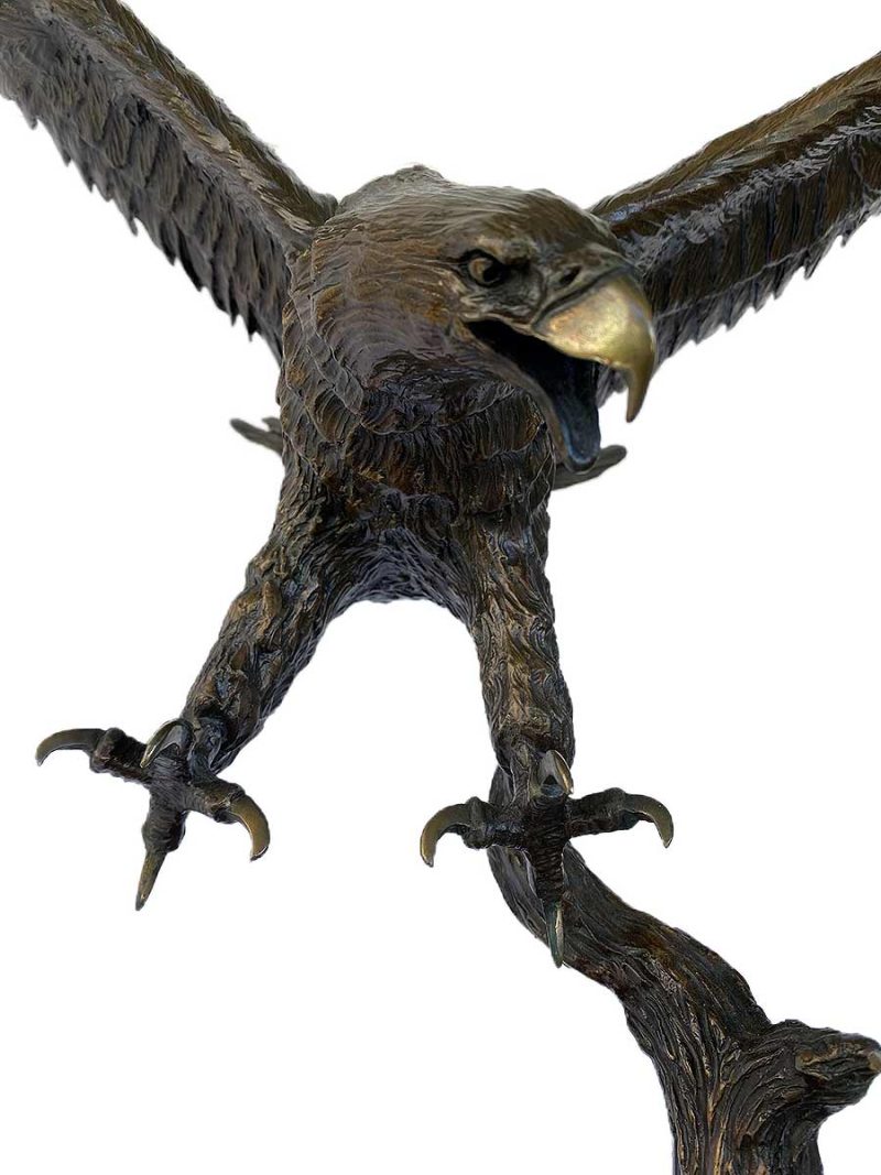 Bronze Eagle sculpture by the noted sculptor-artist Carl Wagner titled High Point. Available now from Sculpture Collector