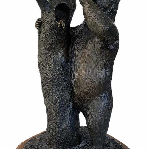 Bronze Grizzly Bear sculpture by the late gifted sculptor-artist Carl Wagner, titled "The Honey Tree"