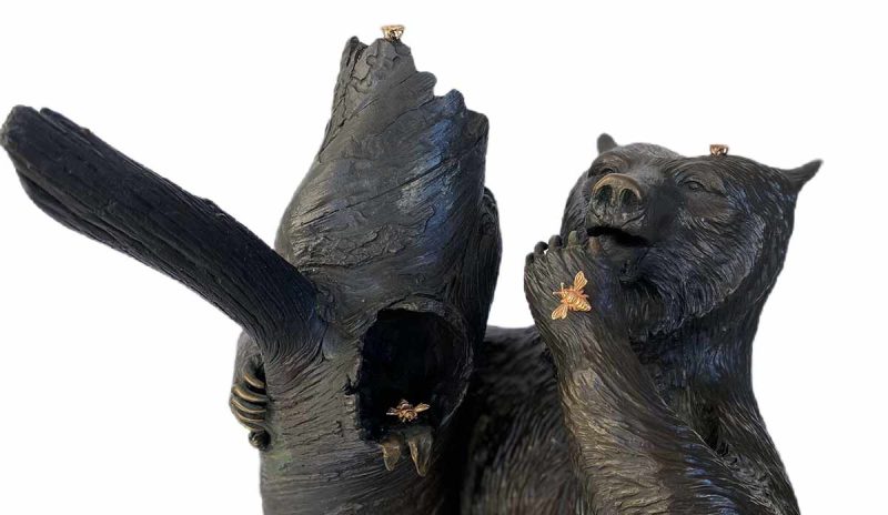 Bronze Grizzly Bear sculpture by the late gifted sculptor-artist Carl Wagner, titled "The Honey Tree"