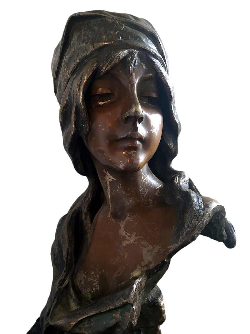 Bronze figurative sculpture bust of Esmeralda by Emanuel Villanis