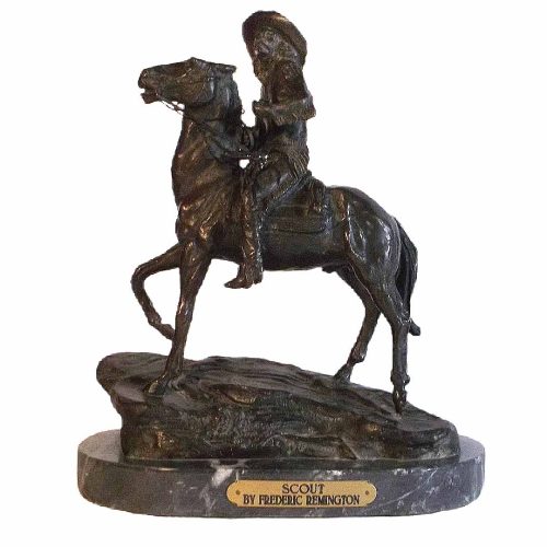 The Scout on Horseback in bronze inspired by Frederic Remington