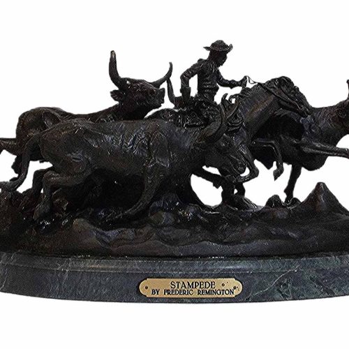 A nice bronze restrike example of Stampede a bronze sculpture by Frederic Remington