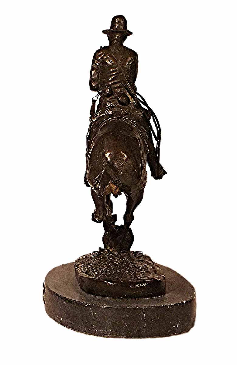 The Trooper Thanatopsis or the meaning of death created in a bronze restrike sculpture inspired by Frederic Remington