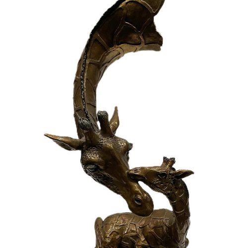 Little One a wonderful limited edition mother and child bronze Giraffe sculpture by the noted sculptor-artist Mark Hopkins