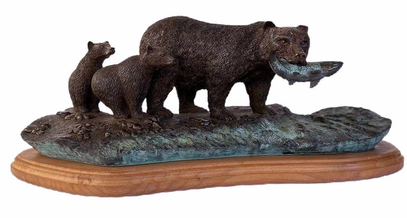 limited edition bronze bear sculpture Bear Family Dinner (TTB) by noted sculptor Phil Vanderlei