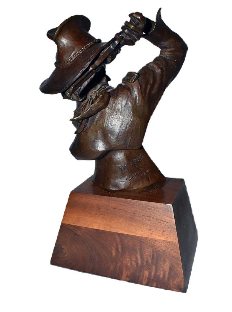 Historically significant limited edition bronze Civil War sculpture "Parting Shot" by James Muir