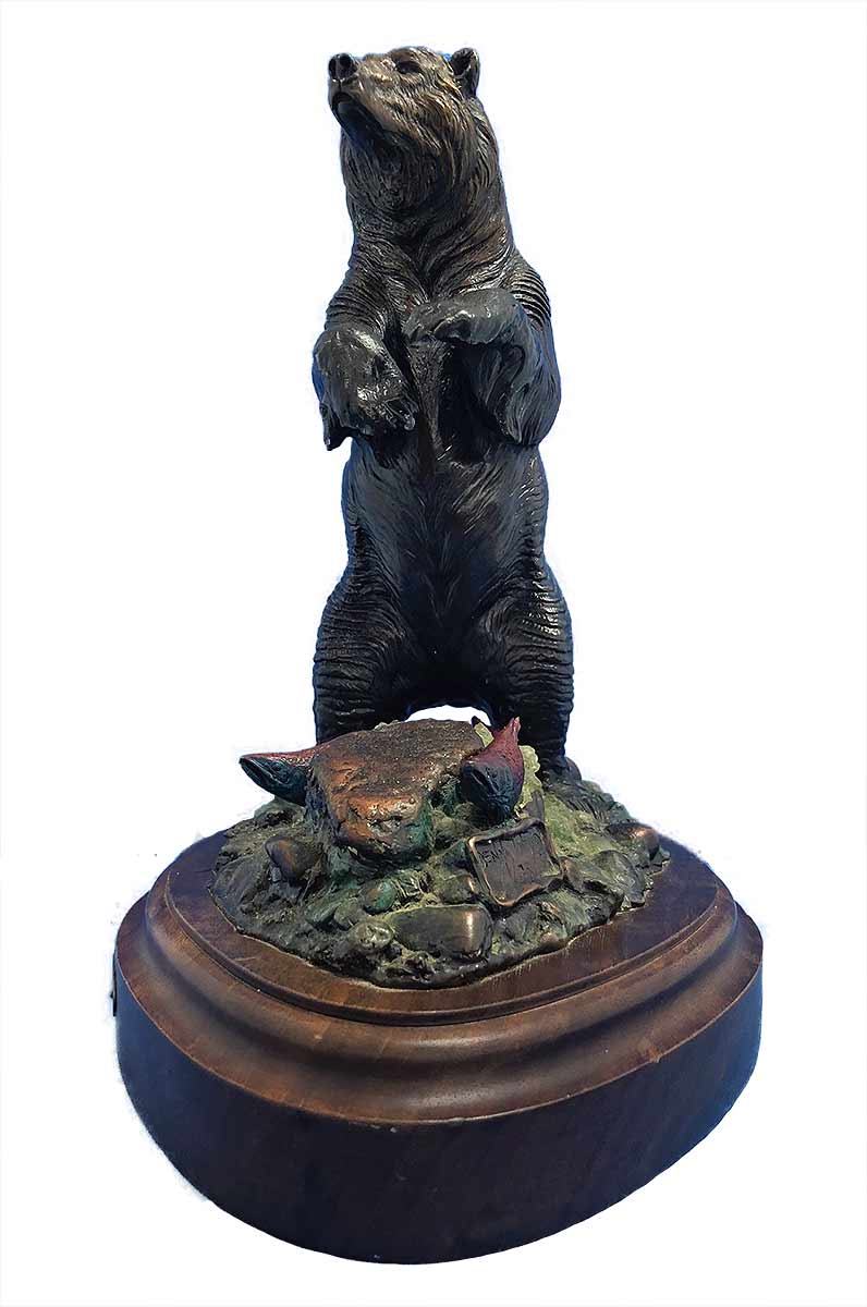 Wet N' Wild a unique bronze bear sculpture by Dennis Jones