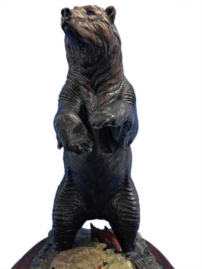 Wet N' Wild a unique bronze bear sculpture by Dennis Jones
