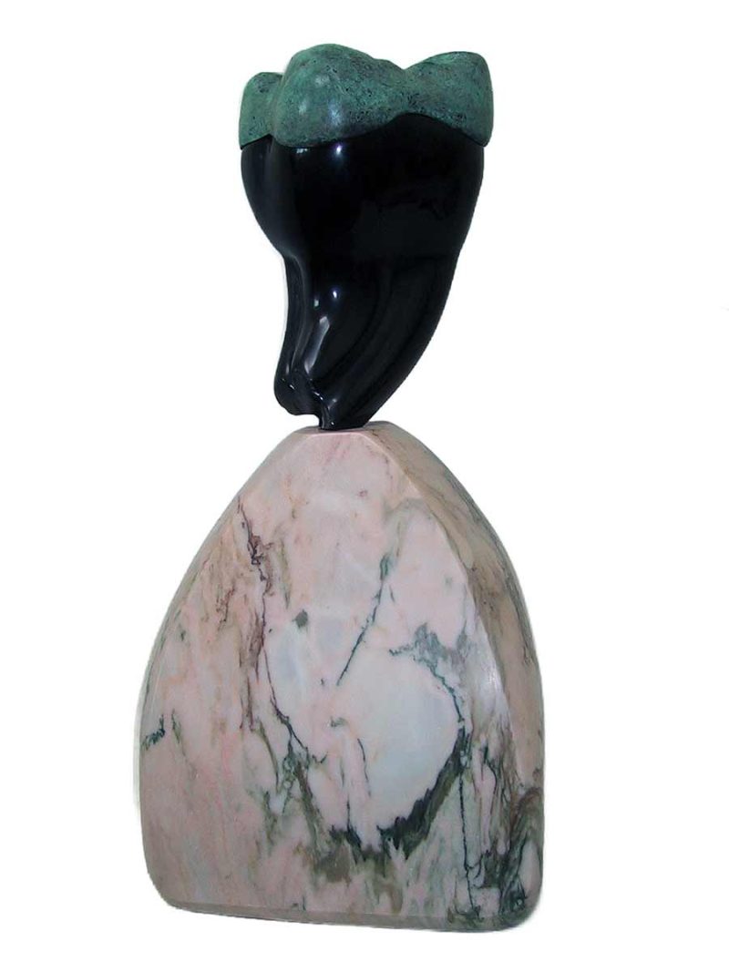 Carved stone sculpture of Marble Dent en Noir by Stone sculptor Joanne Duby