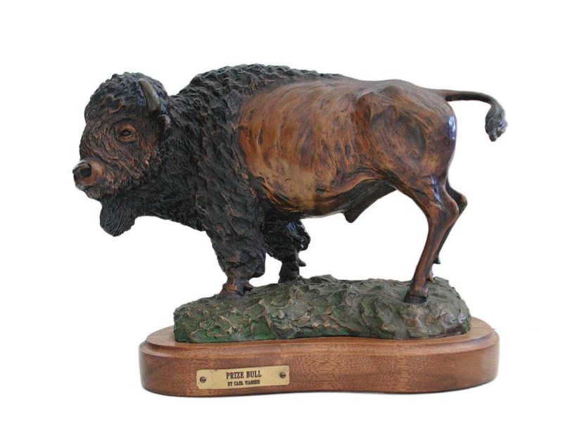 Prize Bull - a limited edition sculpture in bronze of a Bison by noted wildlife sculptor Carl Wagner