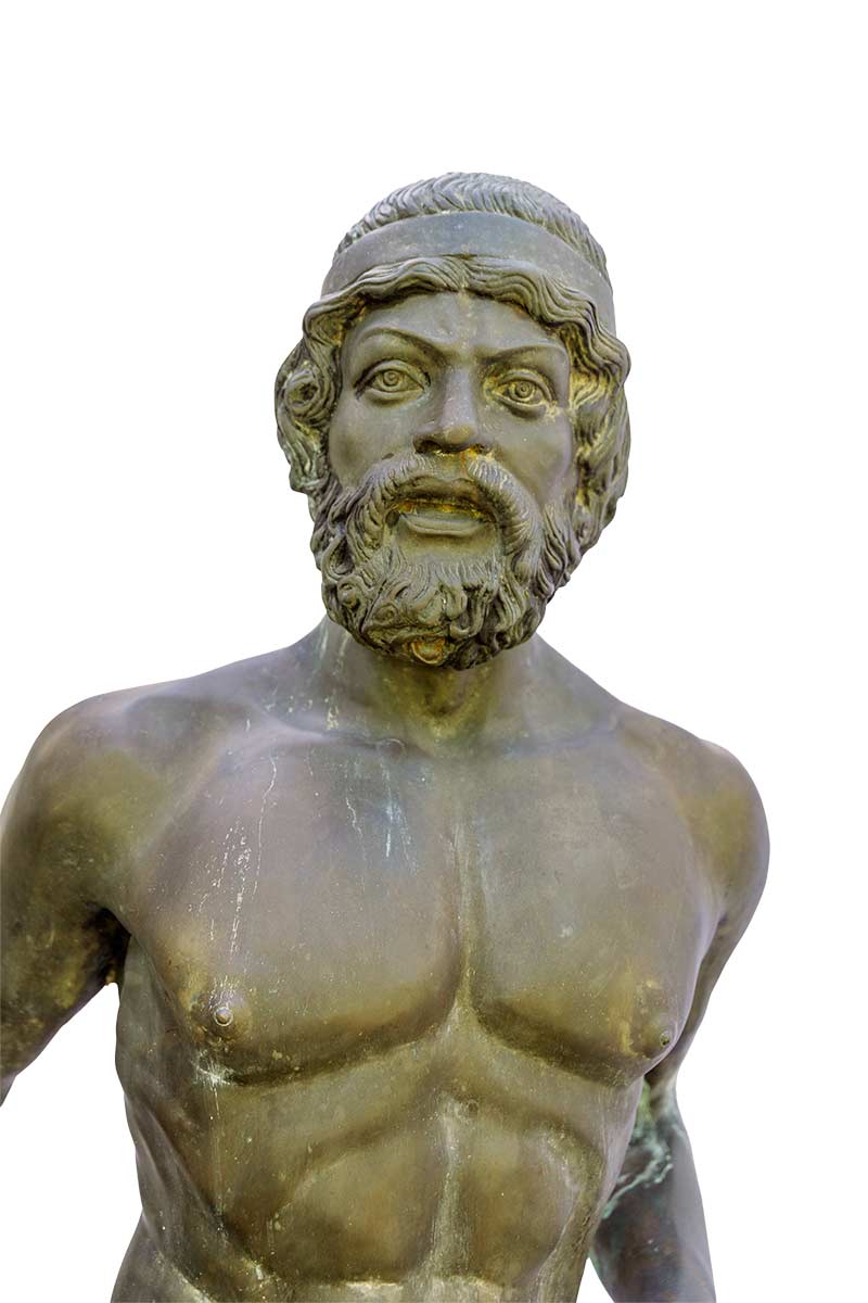 Riace Bronze - a nicely done 6 foot high replica figure ttb circa early 20th century available now at Sculpture Collector where unique sculpture is bought and sold in a secure and private manner globally