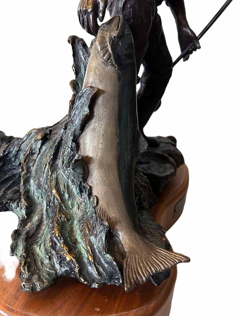 A limited edition No. 1 of 30 bronze sculpture of a fisherman "Oceans Farewell" by noted sculptor artist Ken Scott