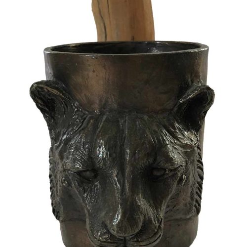 A limited edition bronze Cougar Mug by noted wildlife sculptor artist Carl Wagner