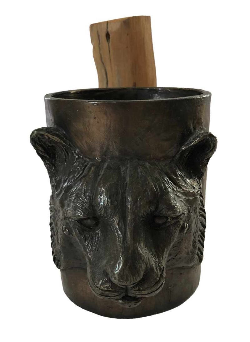 A limited edition bronze Cougar Mug by noted wildlife sculptor artist Carl Wagner