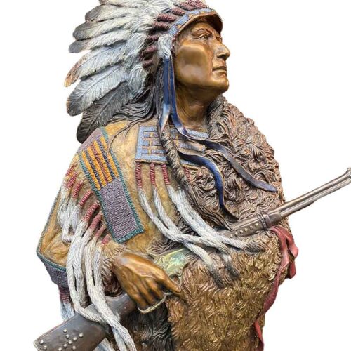 Rolling Thunder - Chief Joseph a bronze sculpture by David Manuel