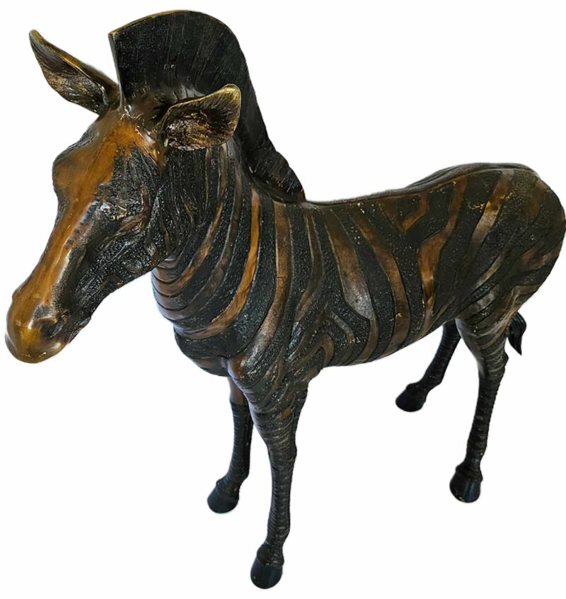 A nice Bronze Zebra Sculpture-large, near of life-size in good condition. Would make a nice edition to a garden area or most any other environment! Just listed here at Sculpture Collector.com where creative sculpture is bought and sold worldwide in a secure and private manner.