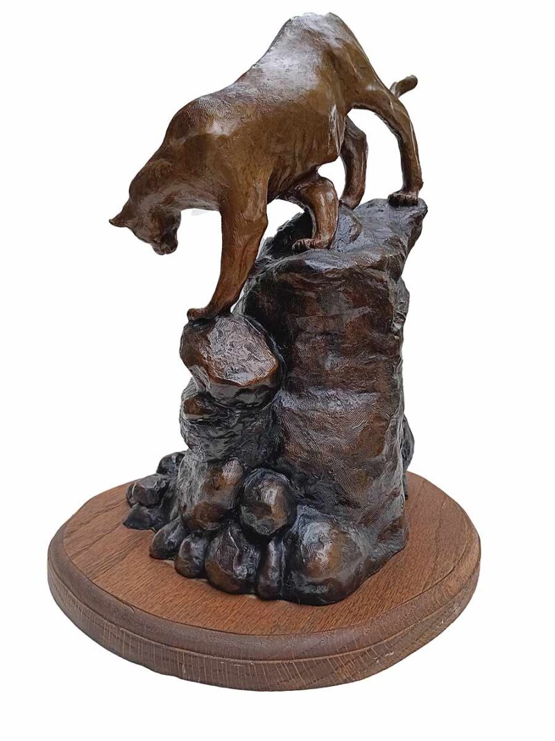 Bronze Cougar sculpture limited edition 68/100 by noted wildlife Sculptor R. Rousu