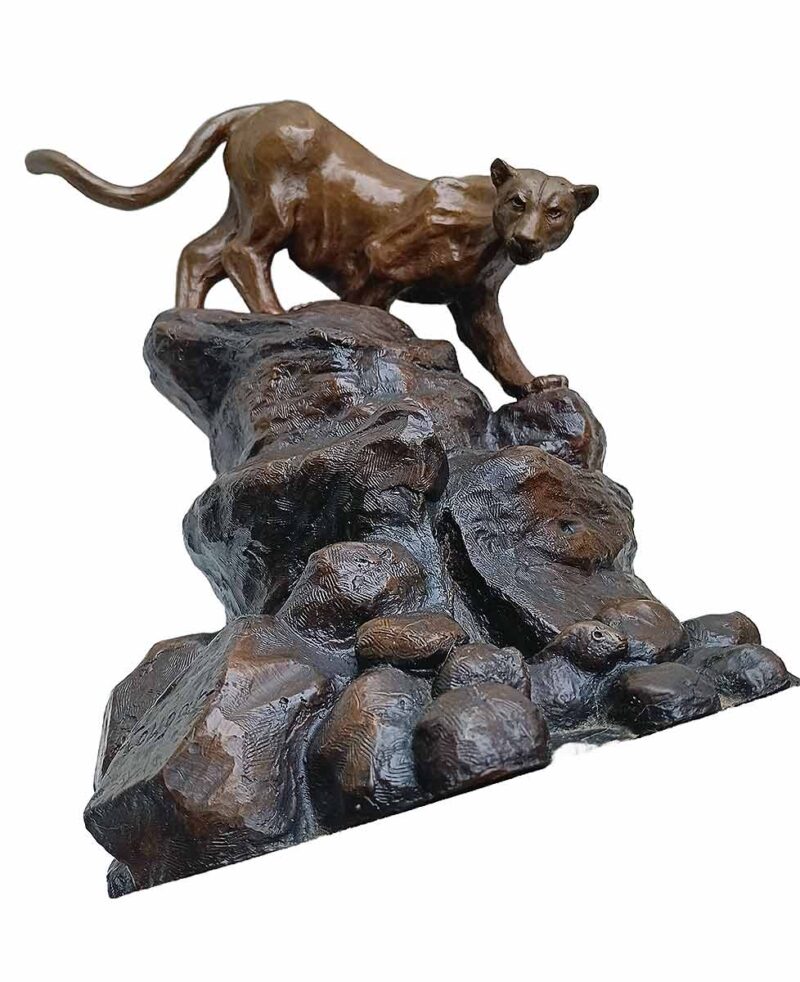 Bronze Cougar sculpture limited edition 68/100 by noted wildlife Sculptor R. Rousu