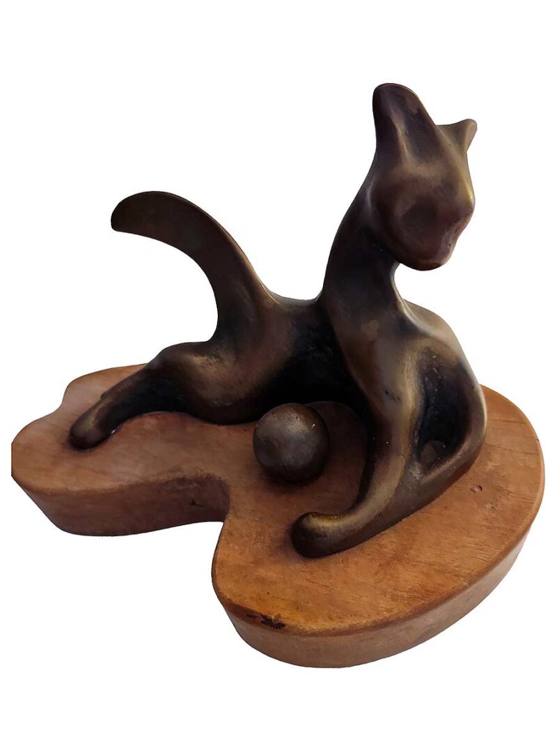 A Colin Webster Watson sculpture titled "The Cat with a Ball" - a rare and unique bronze sculpture by the renouned New Zealand sculptor-artist Colin Webster Watson.