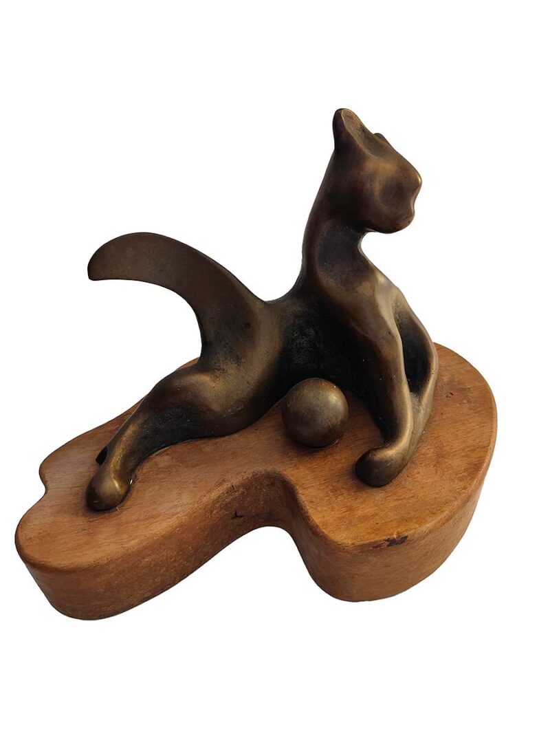 A Colin Webster Watson sculpture titled "The Cat with a Ball" - a rare and unique bronze sculpture by the renouned New Zealand sculptor-artist Colin Webster Watson.