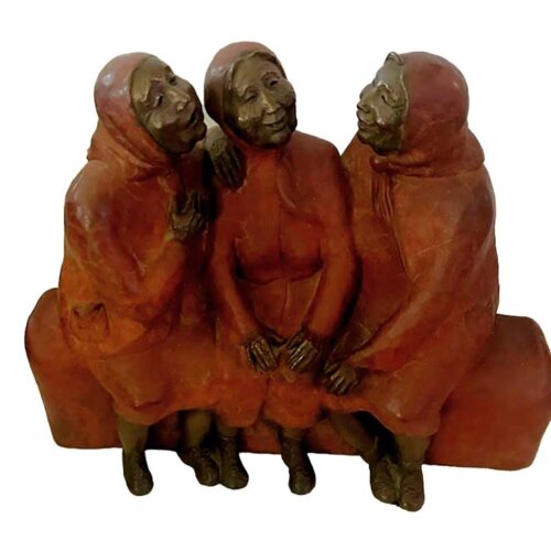 A rare and unique bronze sculpture by the noted sculptor-artist Sally Kimp titled "Rumor Bench". No.1 of an edition of 30. A chance to own a sought after sculpture by Sally Kimp.