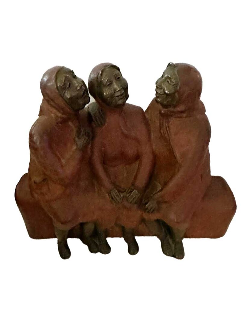 A rare and unique bronze sculpture by the noted sculptor-artist Sally Kimp titled "Rumor Bench". No.1 of an edition of 30. A chance to own a sought after sculpture by Sally Kimp.