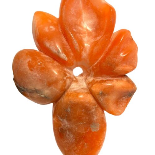 Rare Alabaster Sculpture titled Flower by Renowned Sculptor Sherrill Stone** This stunning piece, crafted from rare orange alabaster sourced from a now-closed mine in the Rocky Mountains of Colorado, is a true collector's item. Sherrill Stone, known for her monumental outdoor sculptures, rarely creates pieces suited for indoor display, making this a unique opportunity to own one of her works for your home.