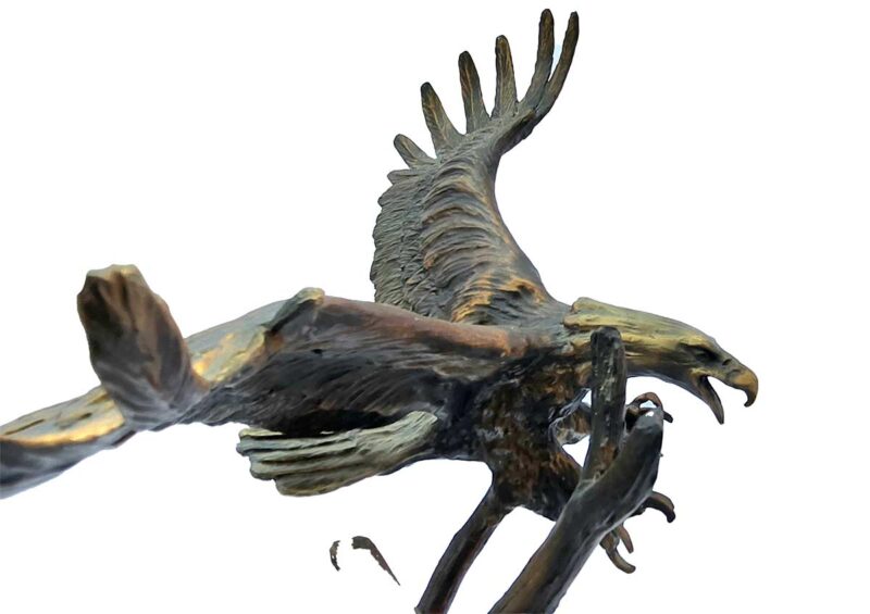 A nicely done bronze eagle sculpture titled Free Flight by the noted wildlife sculptor-artist Carl Wagner.This seldom available sculpture is now for sale from SculptureCollector.com where unique and highly collectible sculptures are purchased the world over in a secure and private manner.