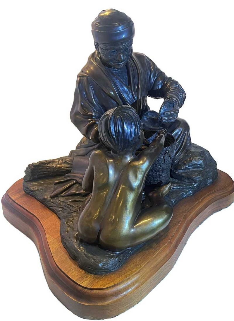 Circle of Wisdom a limited edition bronze sculpture of a Grandmother with Grandson who is sittng on a water basket. was purchased by us on 8-14-98 Number 8 of 75. This bronze sculpture is by noted sculptor-artist Jim Demetro. This wonderful bronze sculpture Circle of Wisdom is available now through SculptureCollector.com from the original owner.