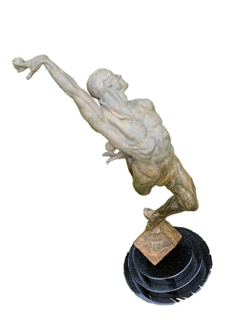 Leap of Faith, Third Life - a fine bronze figurative sculpture by noted sculptor-artist Richard MacDonald. Limited Edition in excellent condition available now from SculptureCollector.com