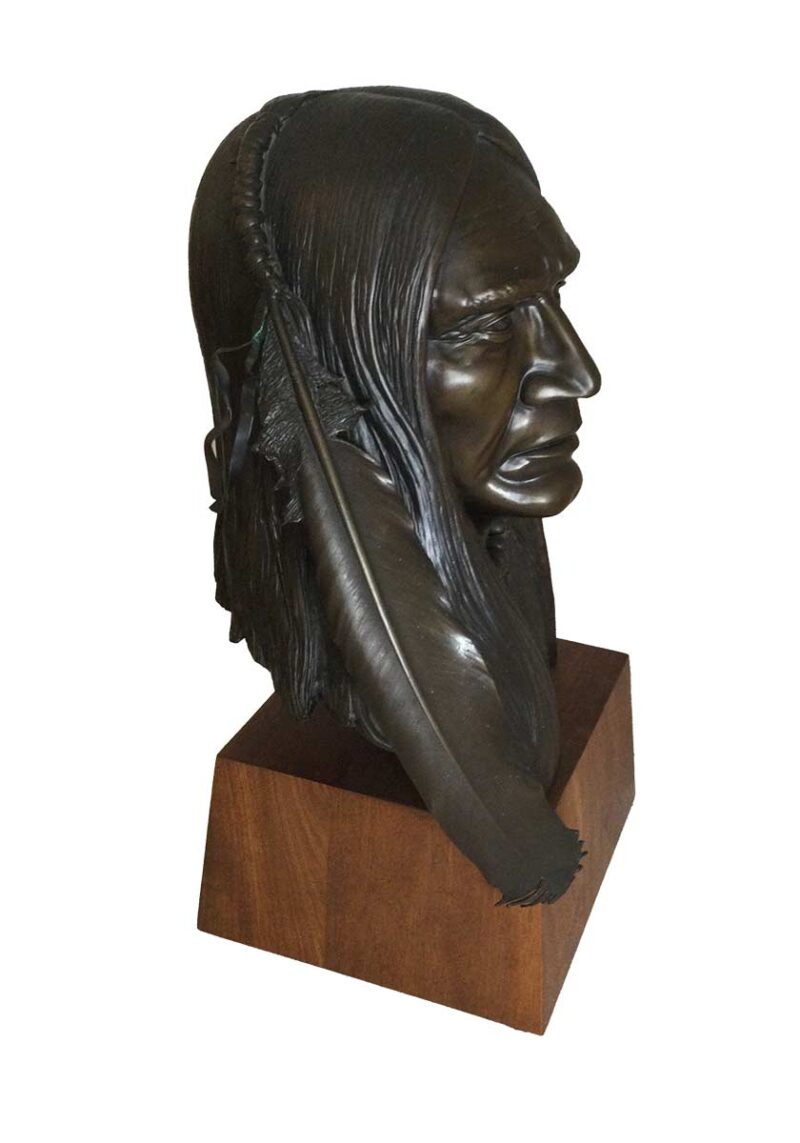 A Rare Limited Edition Native American bronze titled Eagle Feather created by noted sculptor-artist Robert Larum. Available now from Sculpture Collector where creative and collectible sculpture is bought, sold, resold, brokered, and listed in a secure and private manner worldwide.