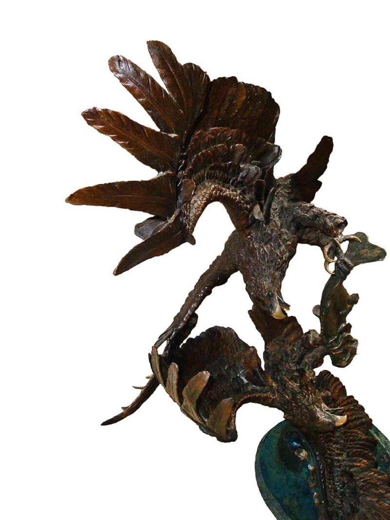 A nicely created bronze Eagle sculpture titled Survival II by noted Sculptor-Artist of Eagles Ed Chope. Available now on SculptureCollector.com a great place to purchase creative and unqiue sculpture for over 30 years globally.