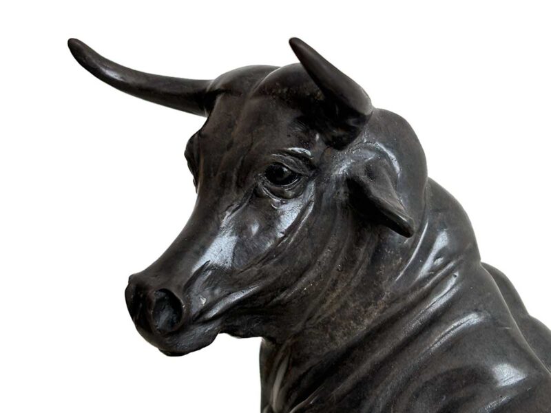 "Bravo" a bull sculpture with a dark patina by the noted Sculptor-Artist Robert Larum. Available now from SculptureCollector.com where unique and creative sculpture is purchased in a secure and private manner globally.