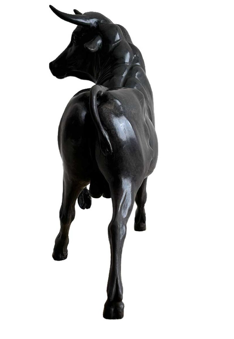 "Bravo" a bull sculpture with a dark patina by the noted Sculptor-Artist Robert Larum. Available now from SculptureCollector.com where unique and creative sculpture is purchased in a secure and private manner globally.