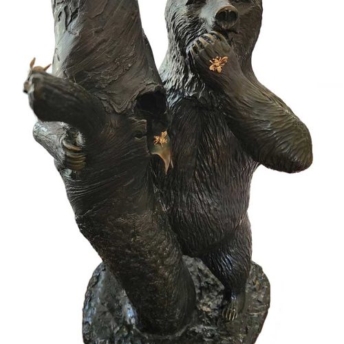 Beautifully crafted Bronze Grizzly Bear sculpture by the late gifted sculptor-artist Carl Wagner, titled “The Honey Tree“ Available now from SculptureCollector.com, where unique sculptures are both purchased and sold securely and privately worldwide.