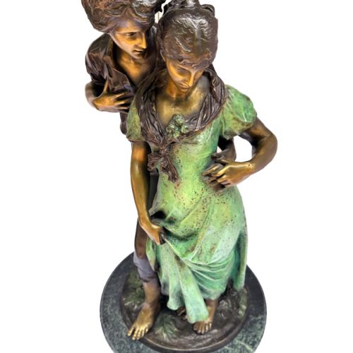Noted Italain sculptor Luca Madrassi (1848-1919) created this bronze sculpture titled "Lovers" was purchased circa mid-1980s. Available now from SculptureCollector.com, where unique sculptures are both purchased and sold securely and privately worldwide.